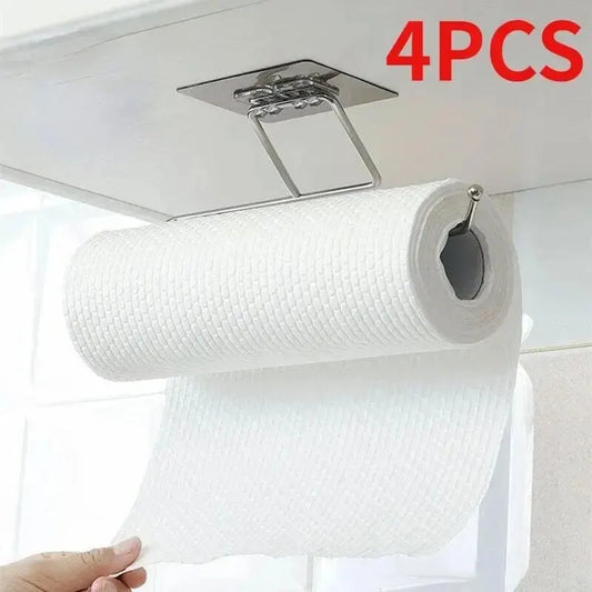 1/4PCS Kitchen Paper Holder Towel Storage Hook Toilet Paper Holder Towel Stand Storage Rack Tissue Holder Bathroom Organizer