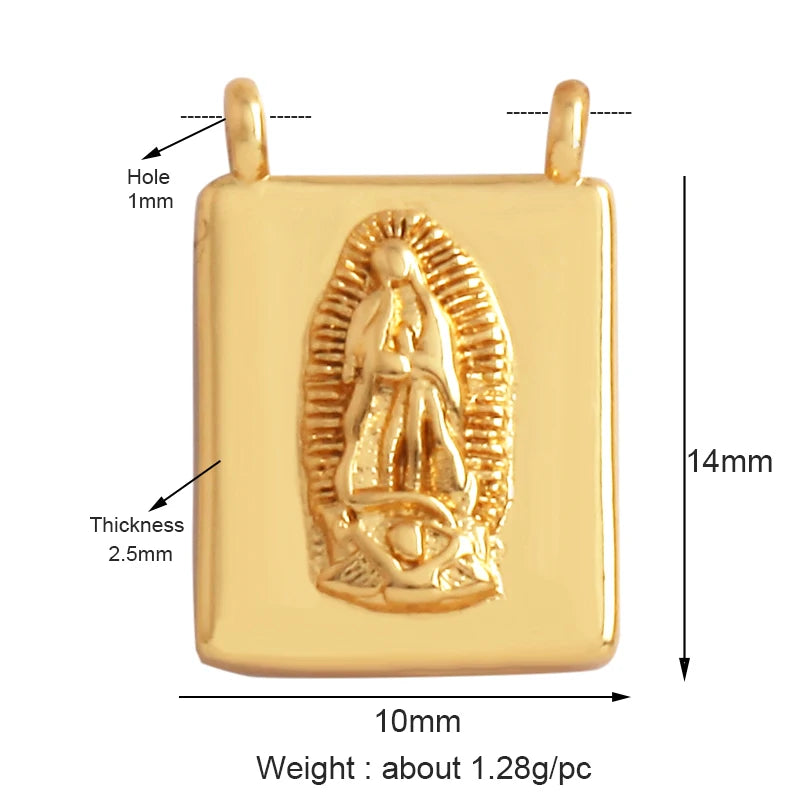 Twin Two Hole LOVE Mama Cross Religious Charm Pendant,Round Rectangle DIY Jewelry Accessories  for Necklaces Making M15