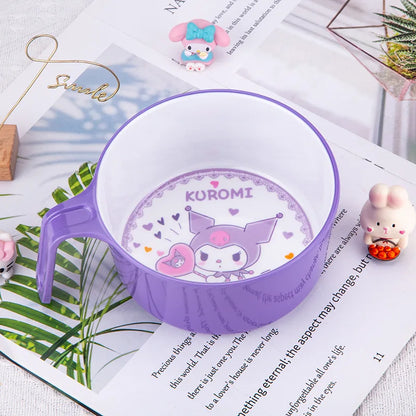 New Sanrio Hello Kitty Bowl Cartoon Kuromi Children's Tableware Cute Creative Anti-drop Anti-scald Soup Bowl Girl Boy for Gifts