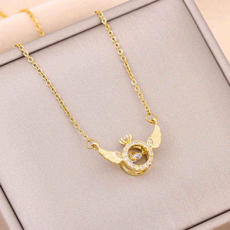 New Design Sense Light Luxury Pendant Necklaces For Women Trendy Stainless Steel Female Jewelry Ladies Neck Chain Accessories