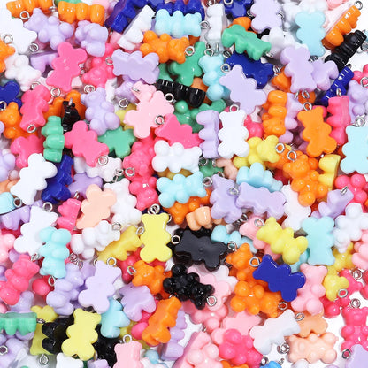 10pcs/lot Acrylic Bear Pendant 22x12mm Multicolor Solid Charms Pendant For DIY Jewelry Making Necklace Bracelet Accessories