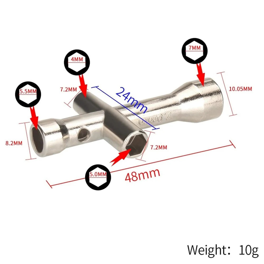 4 in 1 3D Printer Nozzle Tool M2 M2.5 M3 M4 Screw Nut Hexagonal Cross Wrench For E3D V5 V6 Bambu X1 P1 A1 Nozzle Mini Spanner