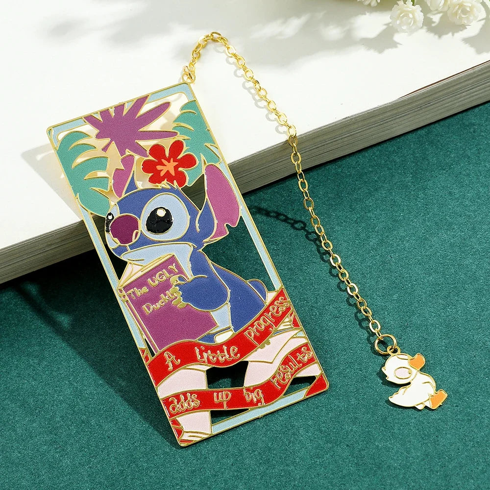 Disney Cute Stitch Creative Metal Bookmark for Book Lover Gift Lovely Stitch Duck Tassel for School Office Reading Supplies Mark