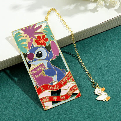 Disney Cute Stitch Creative Metal Bookmark for Book Lover Gift Lovely Stitch Duck Tassel for School Office Reading Supplies Mark