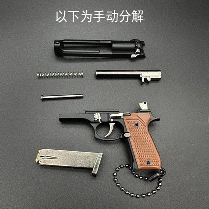 1:3 92f G34 Alloy Pistol Model Portable Keychain Bag Detachable Toy Gun Fidget Toy Fake Gun for Boy Collection Adults Gift