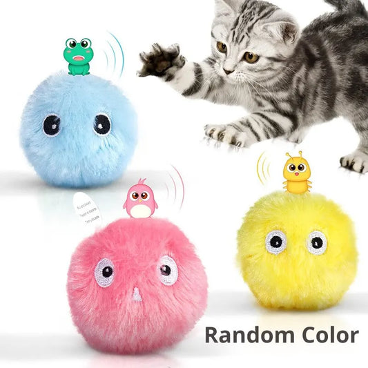 1Pc Random Barking Pet Sound Ball Plush Electric Cat Boredom Ball Fun Cat Ball Plush Toy