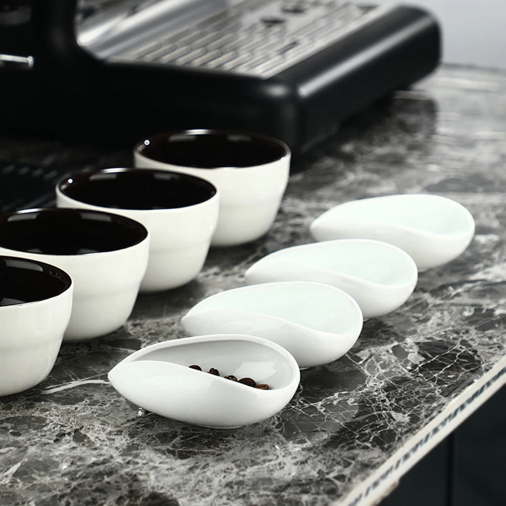 Coffee Beans Dose Trays Pure White Pottery Teaspoon Tea Separator Vessel Set Tools Coffee Bean Spoon Shovel Tea Trays