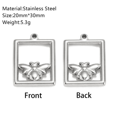 3Pcs Stainless Steel Flying Animal Bee/Butterfly/Scarab Charms for Jewelry Making 18K Plated Cute 3D Insect Pendants DIY Crafts