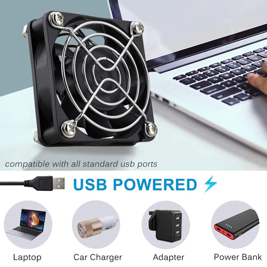 8/12cm USB Powered Computer PC Case Fan 120mm 5V Silent Chassis Cooler for Router TV Cat Cooling Screws Protective Net