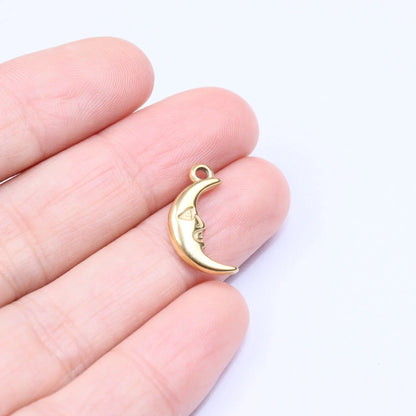 5pcs Stainless Steel Moon Sun Coin Plate Anti Allergic Women Girl Charms Pendant DIY Jewelry WaterProof Vacuum Plate