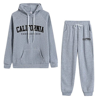 Womens Tracksuit California Letter Printing Hooded Sweatshirts Suit HighQuality Fashion Casual Pants Sets JoggingSports Clothing