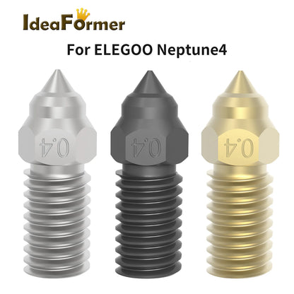 1/2/3pcs For ELEGOO Neptune 4 Nozzle Hardened/Stainless Steel/Brass 0.2,0.4,0.6,0.8mm High-Speed Nozzle For Elegoo Neptune 4 pro