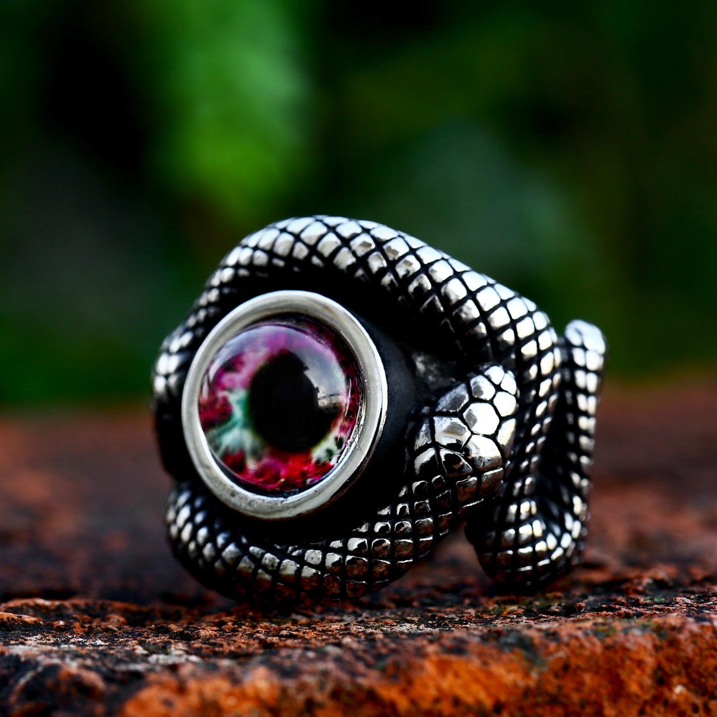 BEIER 2022 New Special Design Stainless Steel Snake Ring Colorful The Devil's Eyes For Men Punk Gothic Animal Jewelry Wholesale