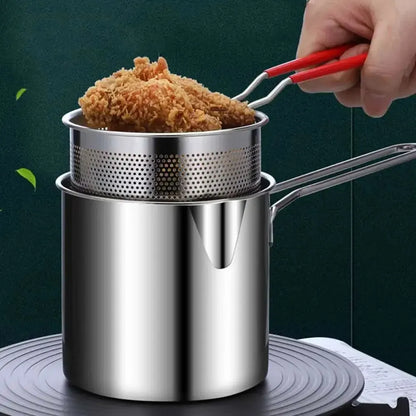 Stainless Steel Deep Fryer With Frying Basket Multifunctional Small Pot Kitchen Specific Frying Chicken And Other Cooking Tools