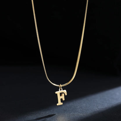 Stainless Steel Initial Necklace for Women A-Z Alphabet Gold Color Snake Chain Choker Necklaces Letter Collar Pendant Jewelry