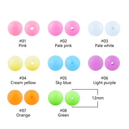 50Pcs Glow In The Dark Silicone Beads Round 12/15MM Luminous Silicone Lentil Bead For Jewelry Making DIY Bracelet Necklace