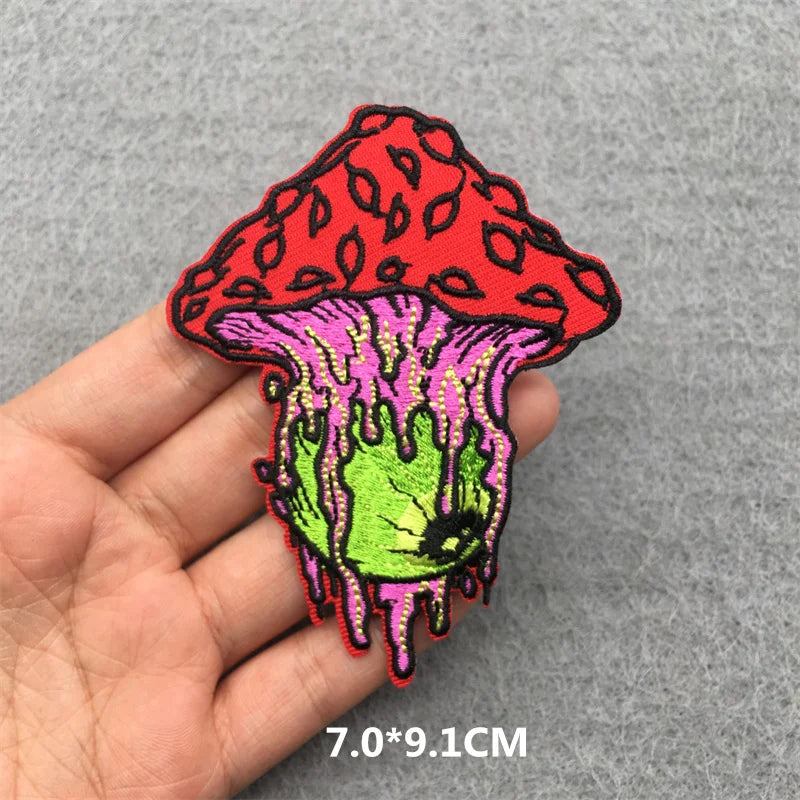 Flame Heart Patch Iron On Patches On Clothes Punk Stickers Embroidered Patches For Clothing Badge DIY