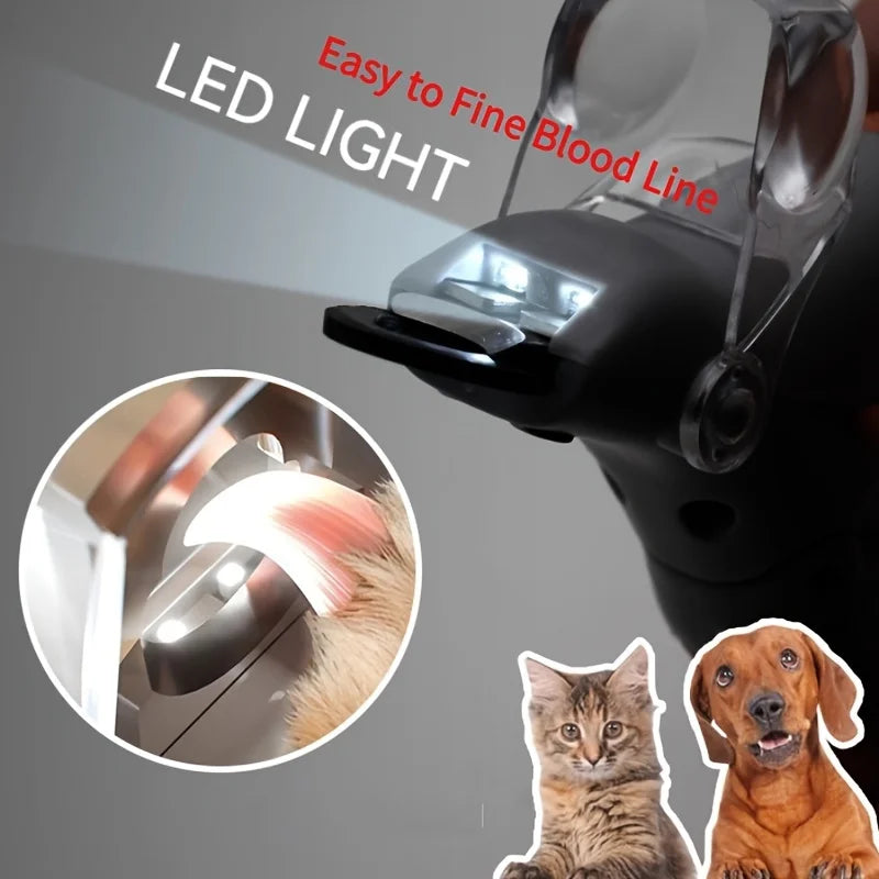 LED Light Pet Nail Clippers - Great for Trimming Cat and Dog Nails and Claws, 5x Magnification, Can Be Used as Nail Clippers, Qu