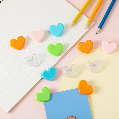 5PCS Plastic Pink Love Clip Japanese and Korean Girl Heart Student Desktop Storage Folder Decorative Photo Clip Label Clip