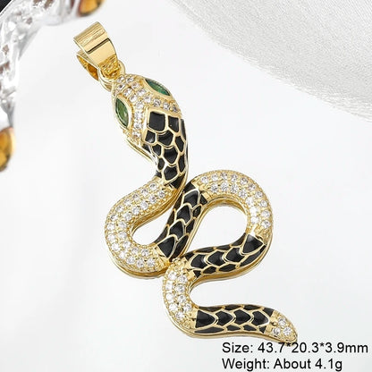 Juya DIY 18K Real Gold Plated Creative Enamel Love Heart Snake Charms For Handmade Talisman Christmas Gift Jewelry Making