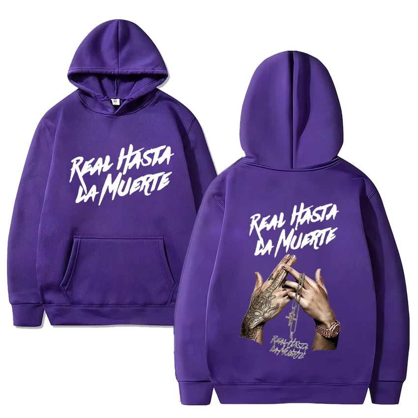 Hot sale Anuel Aa Real Hasta La Muerte Album print Hoodie Men Women vintage Casual Sweatshirt Unisex Fleece Long sleeve pullover