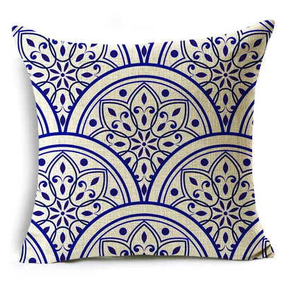 Traditional Style Blue and White Porcelain Pattern Printing Personality Pillowcase Cushion Cover Sofa Decor 40cm/45cm/50cm