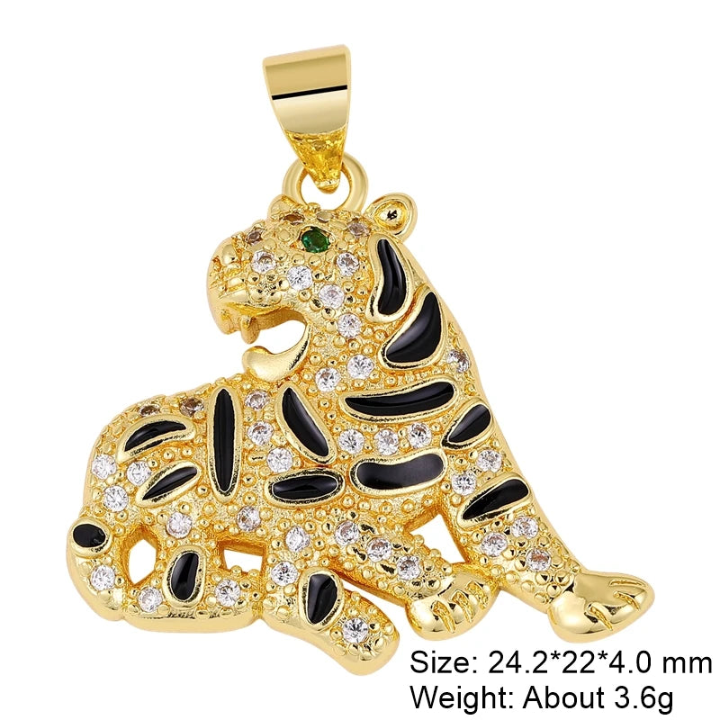 Juya DIY 18K Real Gold Plated Creative Enamel Love Heart Snake Charms For Handmade Talisman Christmas Gift Jewelry Making