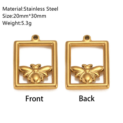 3Pcs Stainless Steel Flying Animal Bee/Butterfly/Scarab Charms for Jewelry Making 18K Plated Cute 3D Insect Pendants DIY Crafts