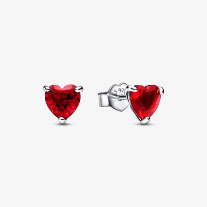 Original 925 Sterling Silver Earrings plata de ley Sparkling Love Heart Ear Studs Earrings for Women Jewelry Gifts