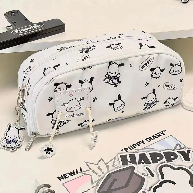 Sanrio Large Capacity Multifunctional Cartoon Pencil Case Cute Pochacco Kt Cat Printed Pattern Pencil Box School Supplies Gifts