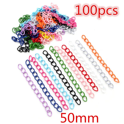 New Fashion Multi-colors Mixed Alloy Open Rings Lobster Clasp Hooks Ball Chains DIY Jewelry Making Findings Supplies