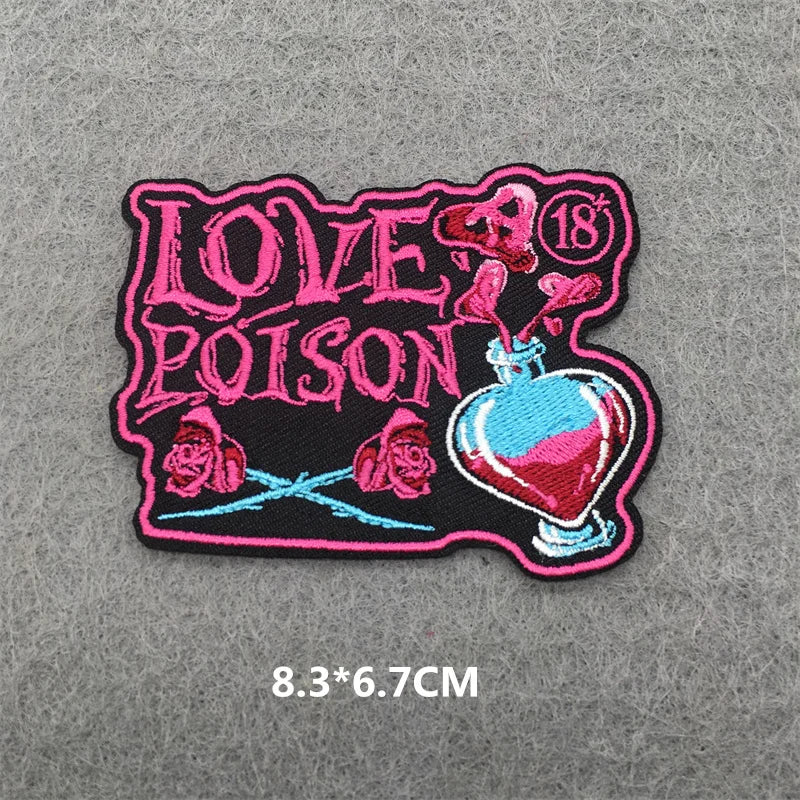 Flame Heart Patch Iron On Patches On Clothes Punk Stickers Embroidered Patches For Clothing Badge DIY