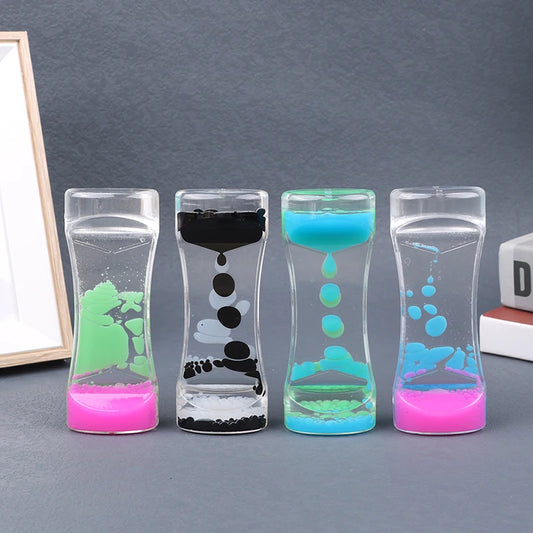 Double Color Sand Hourglasses Colorful Liquid Timer Anxiety Relief Liquid Motion Timer Bubble Timer Oil Hourglaslock Decor Gift