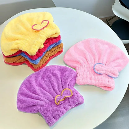 Quick Drying Hair Cap Women Bowtie Bathing Hat Microfiber Towel Superfiber Shower Cap For Spa Bathroom Accessories Shower Cap