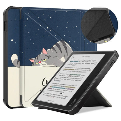 For Kobo Libra Colour Case 2024 7 Inch Multi-folding Stand Soft TPU Back Smart Shell for Kobo Libra Colour Cover Auto Sleep/Wake