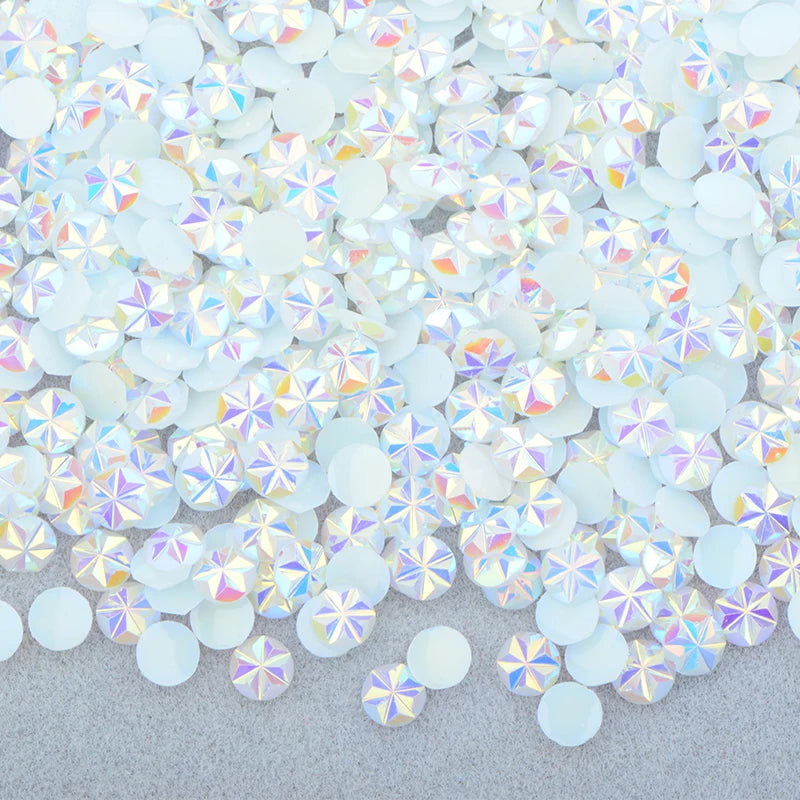 JUNAO 500pcs 5mm Purple AB Resin Flower Rhinestone Flatback Crystal Appliques Round Nail Stone Non Hotifix Strass Stickers