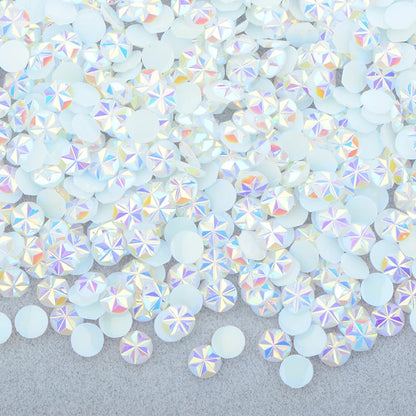 JUNAO 500pcs 5mm Purple AB Resin Flower Rhinestone Flatback Crystal Appliques Round Nail Stone Non Hotifix Strass Stickers