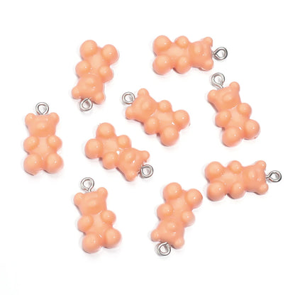 10pcs/lot Acrylic Bear Pendant 22x12mm Multicolor Solid Charms Pendant For DIY Jewelry Making Necklace Bracelet Accessories