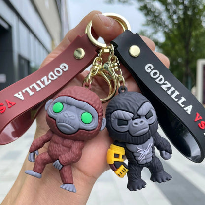 Anime King Kong VS Godzilla Keychains King Kong Godzilla PVC Action Figures Model Bag Pendent Collection Toys Kids Fans Gift