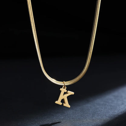 Stainless Steel Initial Necklace for Women A-Z Alphabet Gold Color Snake Chain Choker Necklaces Letter Collar Pendant Jewelry