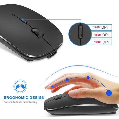 Silent Wireless Mouse Rechargeable Dula Model Tablet Bluetooth-compatible Mouse for iPad/Samsung/Huawei Laptop Mice 2.4G Mause