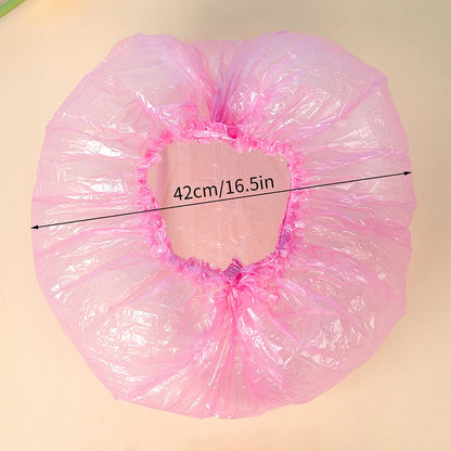 80pcs Shower Cap Head Cover Elastic Plastic Thickened Pink Round Cover Food Kitchen Bathroom Accessories Food Preservation Bag