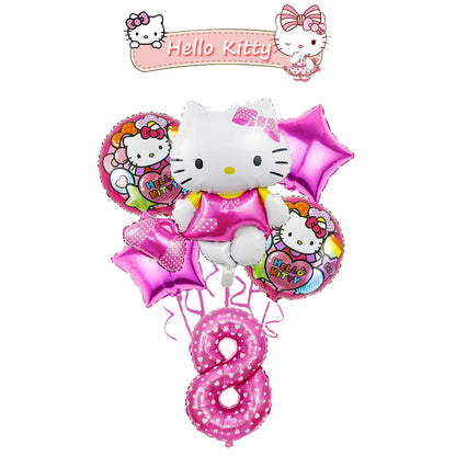 Ballon Sets Hello Kitty Party Supplies Anime Figure Foil Inflate Ballon Happy Birthday Party Children's Decoration Baby Shower