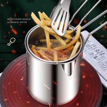 Stainless Steel Deep Fryer With Frying Basket Multifunctional Small Pot Kitchen Specific Frying Chicken And Other Cooking Tools