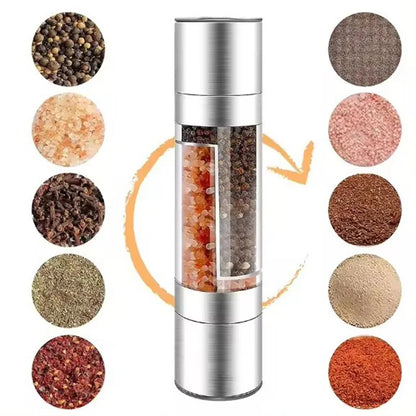 2 in 1 Adjustable Premium Salt And Pepper Grinder Double Head Pepper Mill Pepper Crusher Manual Mill Shakers with Ceramic Blades