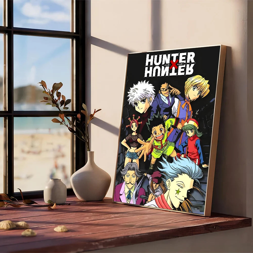 Hunter X Hunter Manga Anime  Self-adhesive Art Poster Retro Kraft Paper Sticker DIY Room Bar Cafe Stickers Wall Painting