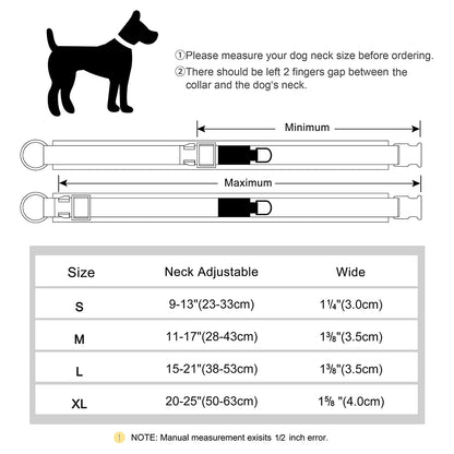 Personalized Nylon Dog Collar Soft Padded Dog Collars Durable Pet ID Collar Adjustable for Small Medium Large Dogs Free Custom