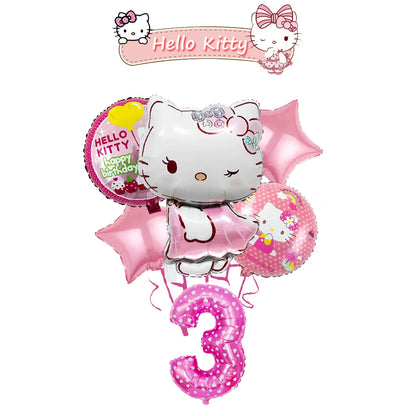 Ballon Sets Hello Kitty Party Supplies Anime Figure Foil Inflate Ballon Happy Birthday Party Children's Decoration Baby Shower