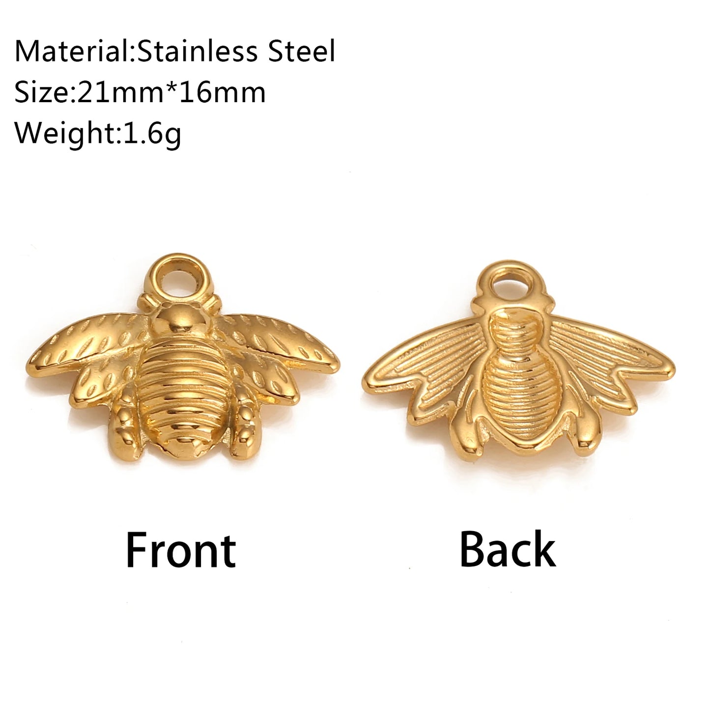 3Pcs Stainless Steel Flying Animal Bee/Butterfly/Scarab Charms for Jewelry Making 18K Plated Cute 3D Insect Pendants DIY Crafts