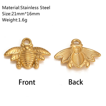 3Pcs Stainless Steel Flying Animal Bee/Butterfly/Scarab Charms for Jewelry Making 18K Plated Cute 3D Insect Pendants DIY Crafts